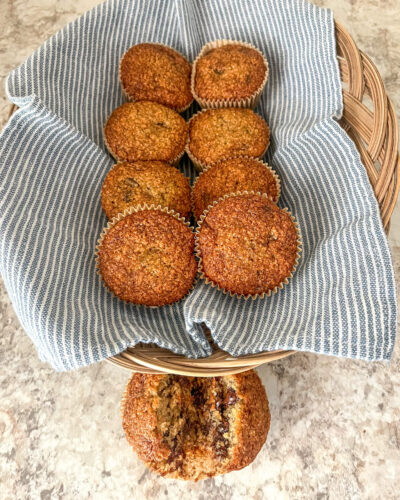 Banana Bread Muffins with Chocolate Chips (Fresh Milled Flour Recipe)