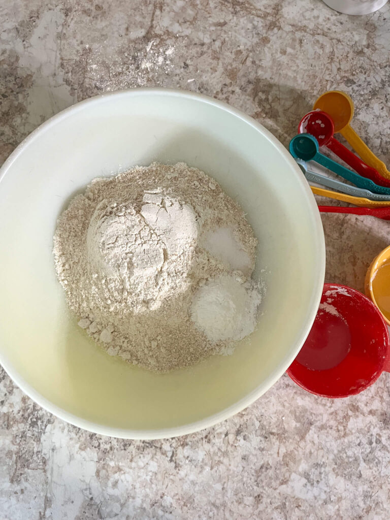 dry ingredients for blueberry muffins