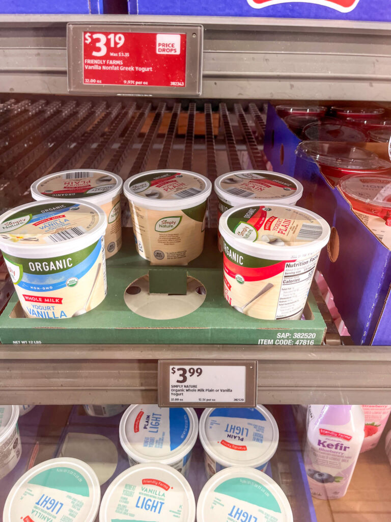 organic yogurt from Aldi