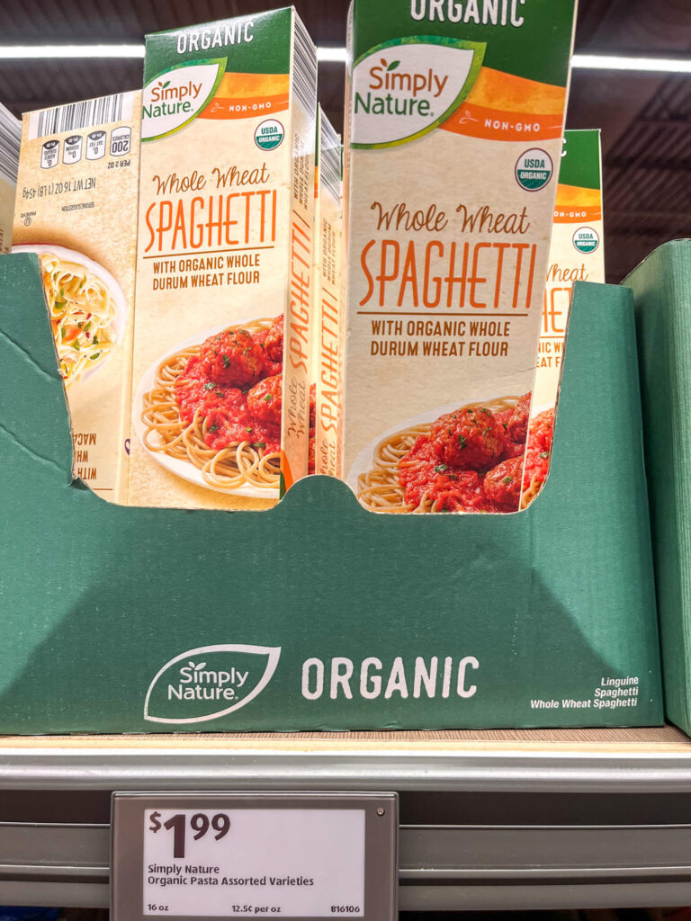 organic whole wheat spaghetti from Aldi